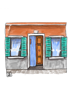 casa con finestre verdi